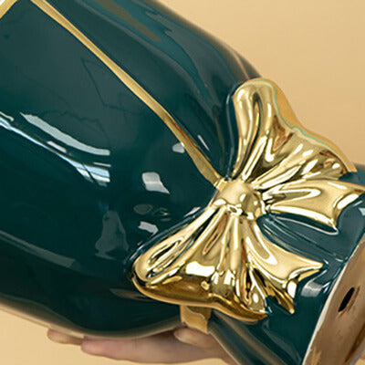 Gold Edge Bow Ceramic Vase