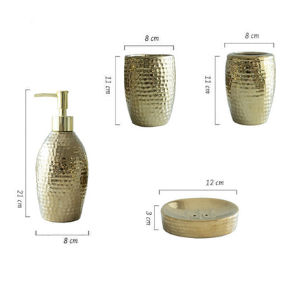 Gold Embossed Ceramic Bathroom Set
