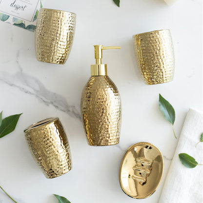 Gold Embossed Ceramic Bathroom Set