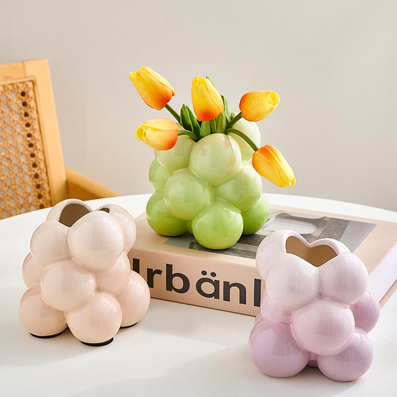 Grape Ball Ceramic Vase