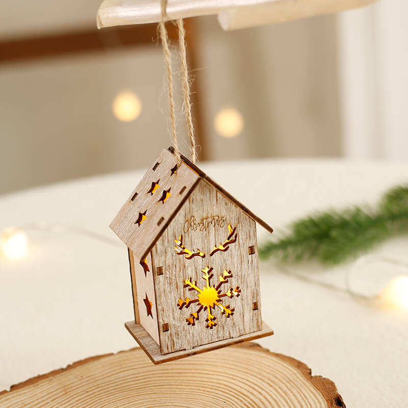 Handmade Mini Wooden House Christmas Decoration