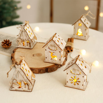 Handmade Mini Wooden House Christmas Decoration