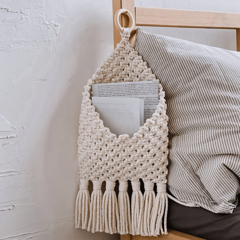 Handwoven Tassel Storage Bag Wall Hanging