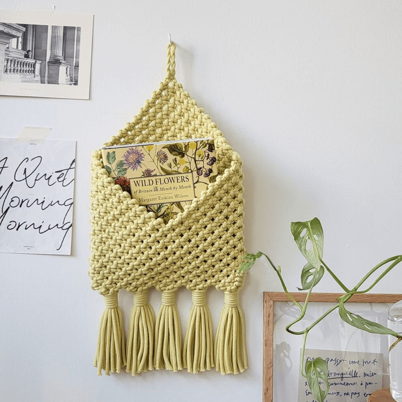 Handwoven Tassel Storage Bag Wall Hanging