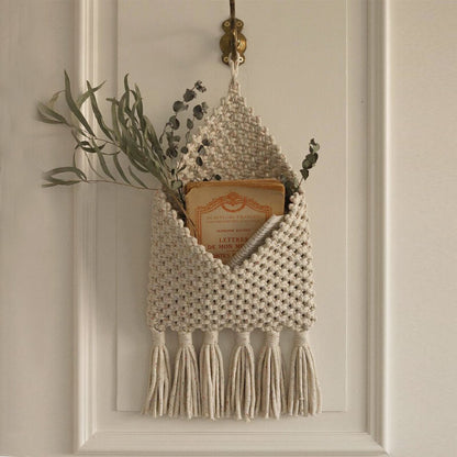 Handwoven Tassel Storage Bag Wall Hanging