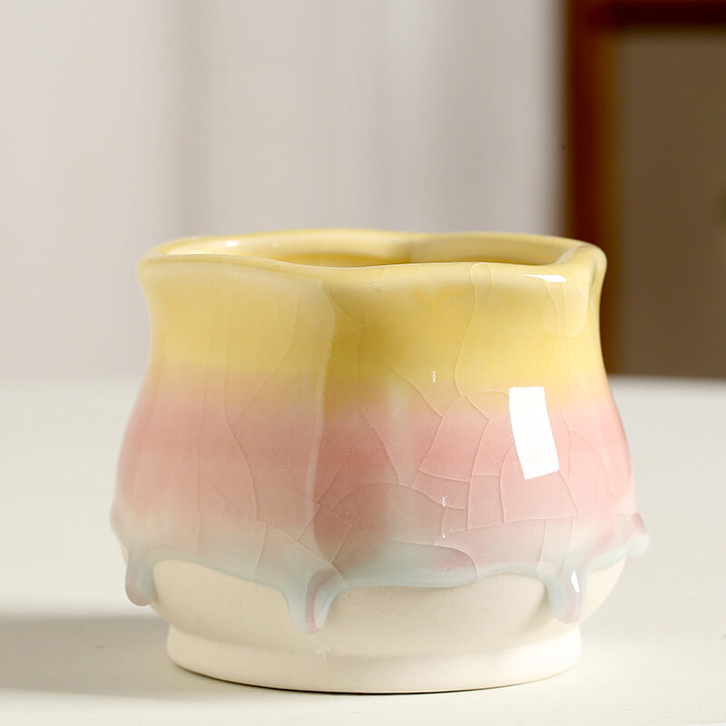 Ice-Cracked Glazed Ceramic Vase
