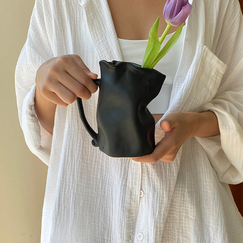 Irregularly Pleated Ceramic Vase