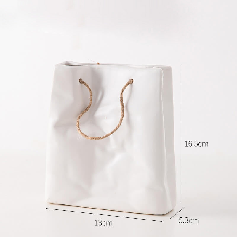 Paper Bag Pleated Ceramic Vase
