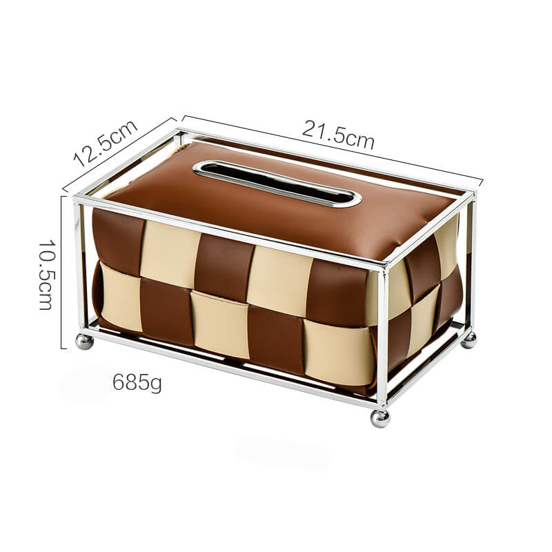 Leather Checkerboard Tissue Box