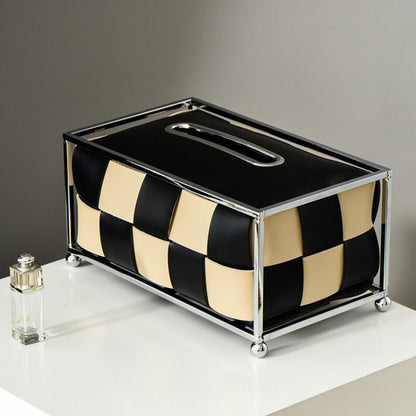 Leather Checkerboard Tissue Box