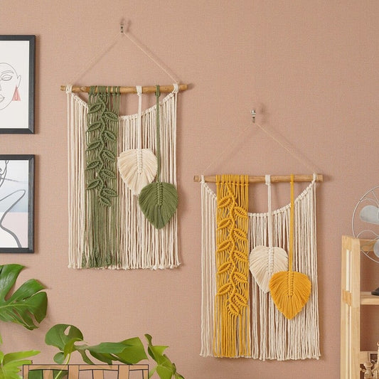 Leaves Woven Tassel Wall Hanging