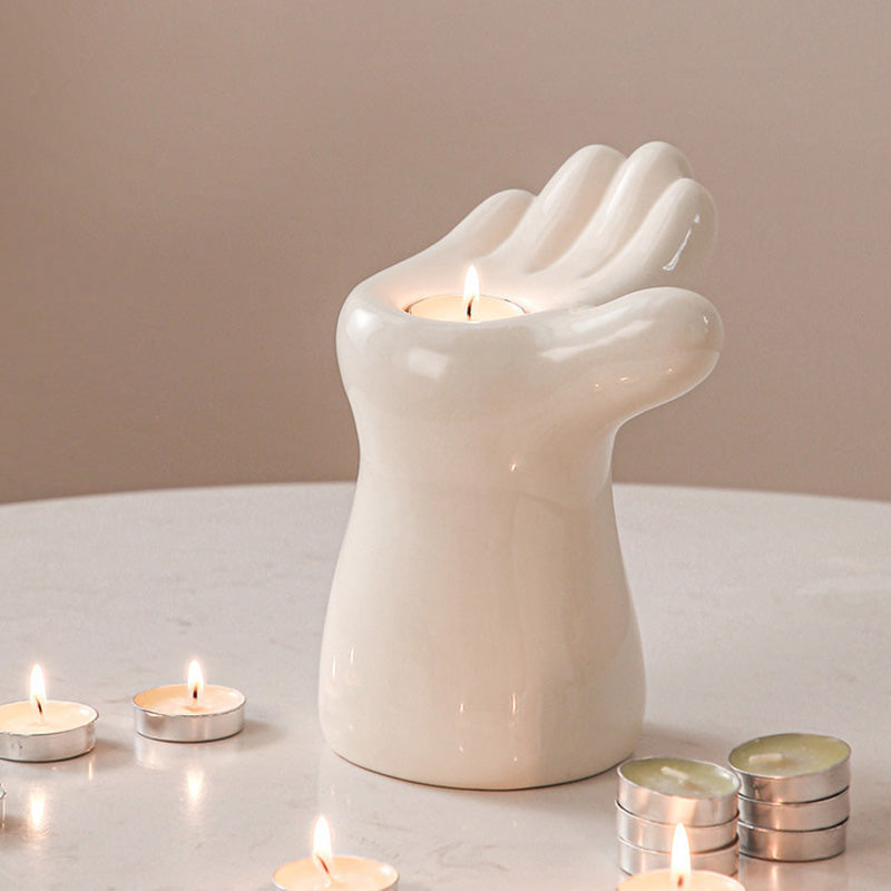Palm Ceramic Candle Holder