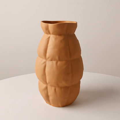 Pleated Grid Ceramic Vase