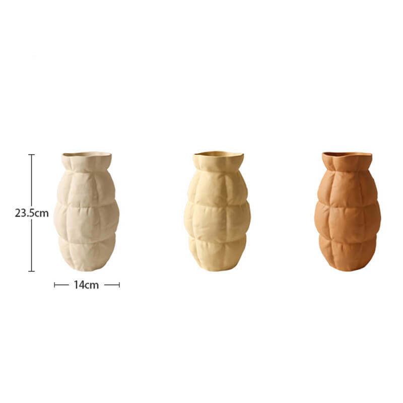 Pleated Grid Ceramic Vase