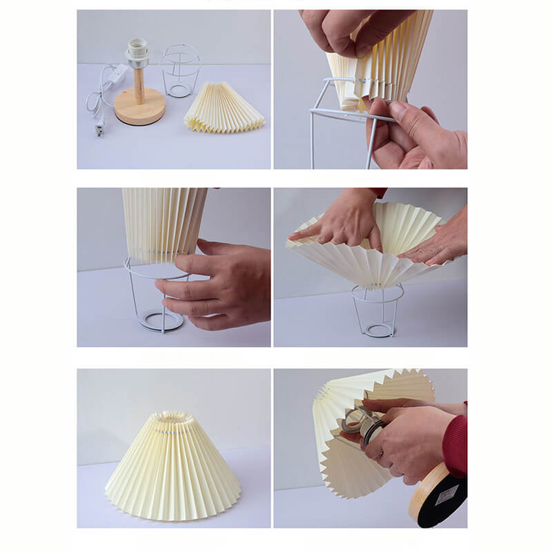 Pleated Wooden Table Lamp