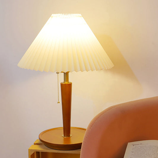 Pleated Wooden Table Lamp