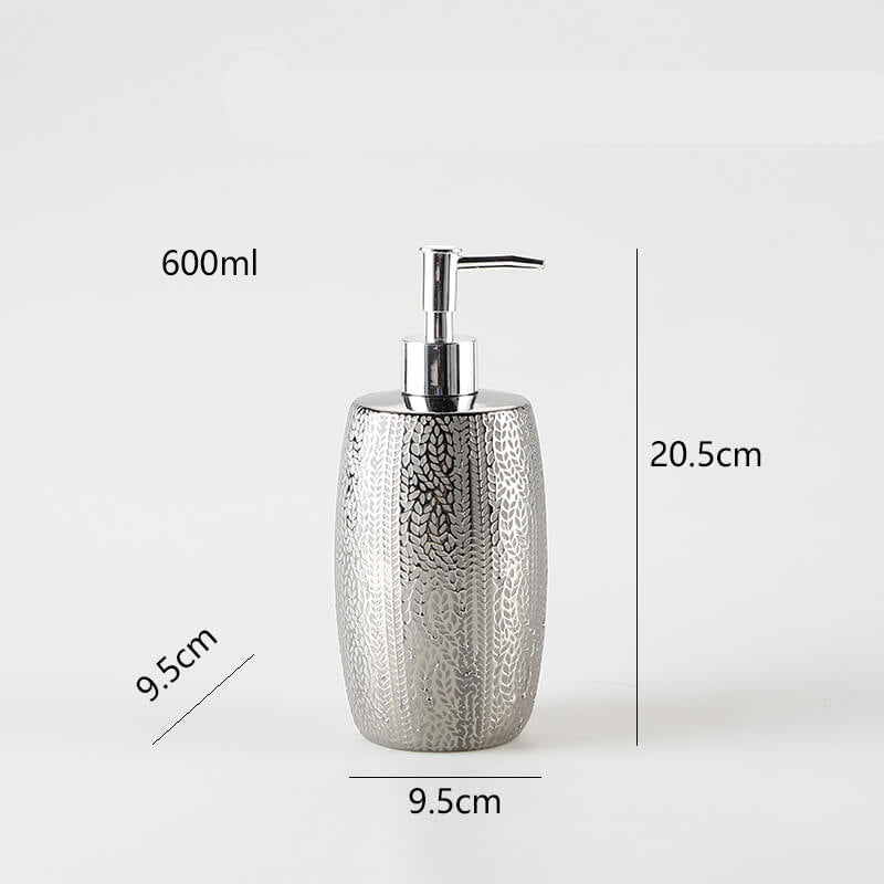 Silver Embossed Ceramic Soap Dispenser