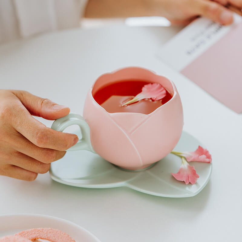 Spring Tulip Ceramic Cup and Saucer