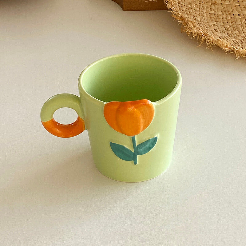 Spring Tulip Embossed Ceramic Mug