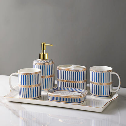 Stripe Gilt Ceramic Bathroom Set