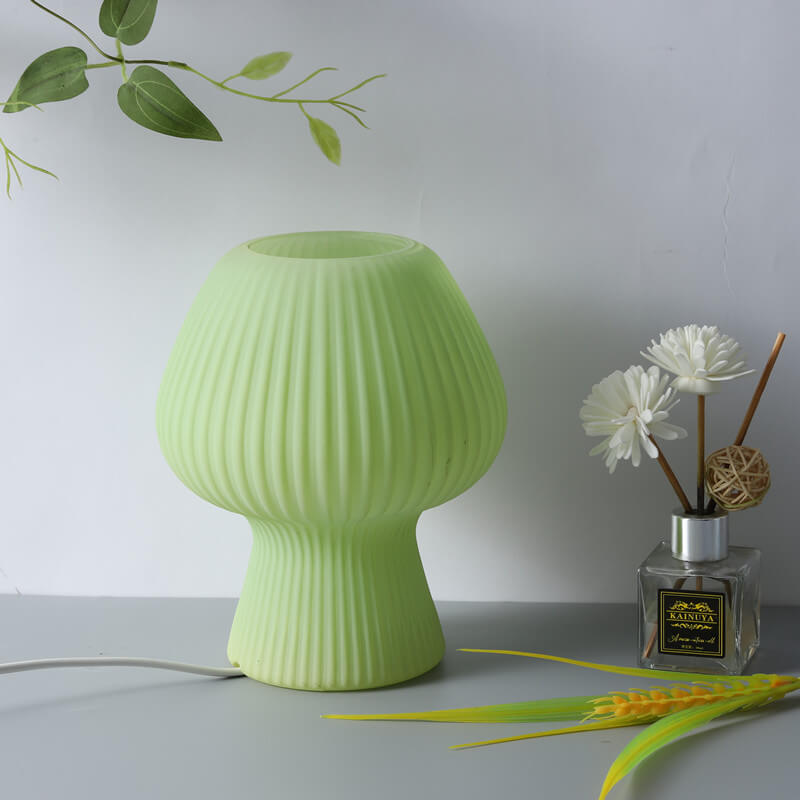 Striped Mushroom Glass Table Lamp