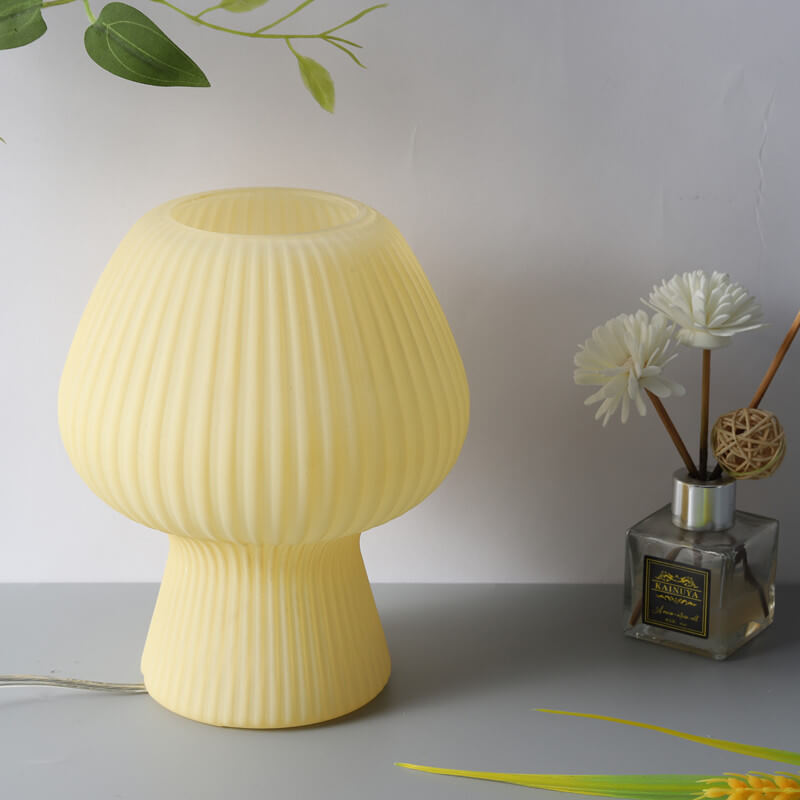 Striped Mushroom Glass Table Lamp