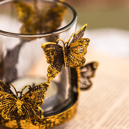 Vintage Butterfly Glass Candle Holder