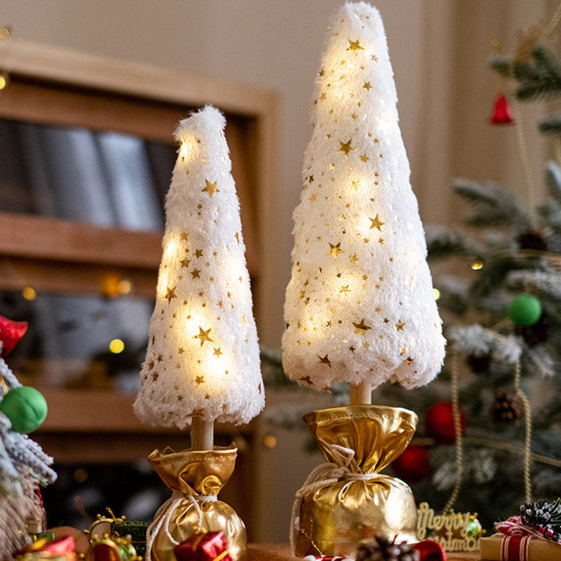 White Velvet Christmas Tree Lights