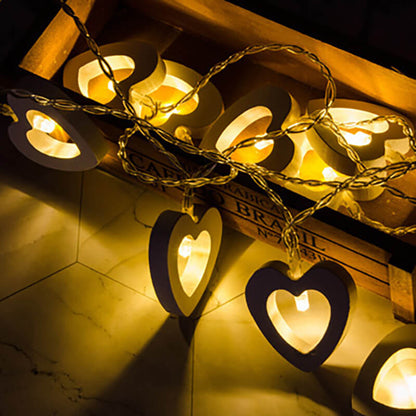 Wooden Heart String Lights