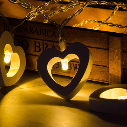 Wooden Heart String Lights