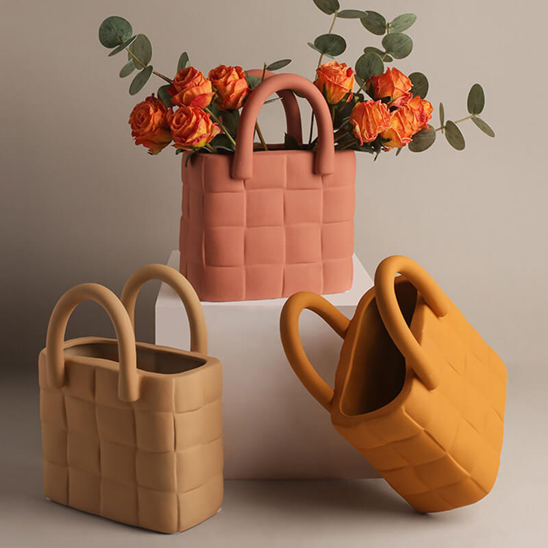 Woven Bag Ceramic Vase